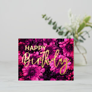 Carte Postale De Vacances En Aluminium Florales d'automne Joyeux anniversaire Véritable o