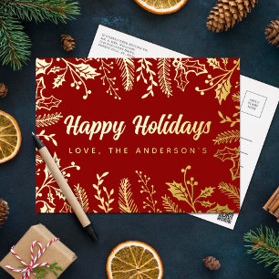 Carte Postale De Vacances En Aluminium Foliage de Noël branché Real