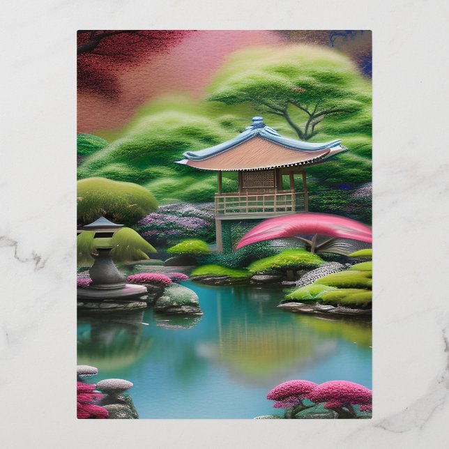 Carte Postale De Vacances En Aluminium Garden japonais (Recto)