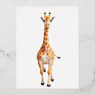 Carte Postale De Vacances En Aluminium Giraffe Joyeux Joueur Jouer Jumping Dans L'Air Joy