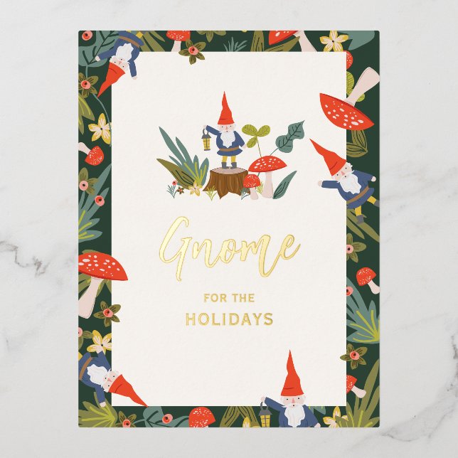 Carte Postale De Vacances En Aluminium Gnome pour l'or des Fêtes (Recto)