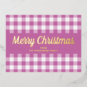 Carte Postale De Vacances En Aluminium Gold Script rose En vichy Joyeux Noël
