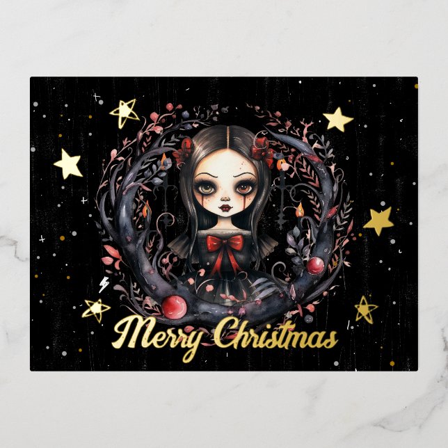 Carte Postale De Vacances En Aluminium Gothique Fille de Noël (Recto)