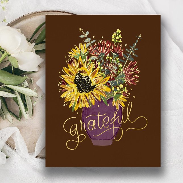 Carte Postale De Vacances En Aluminium Gratuit Thanksgiving Bouquet Gold (Créateur téléchargé)