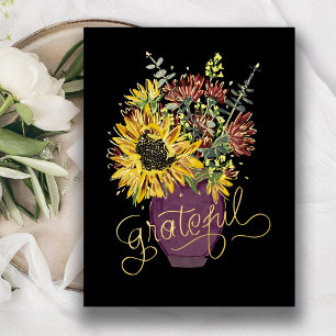 Carte Postale De Vacances En Aluminium Gratuit Thanksgiving Bouquet Gold