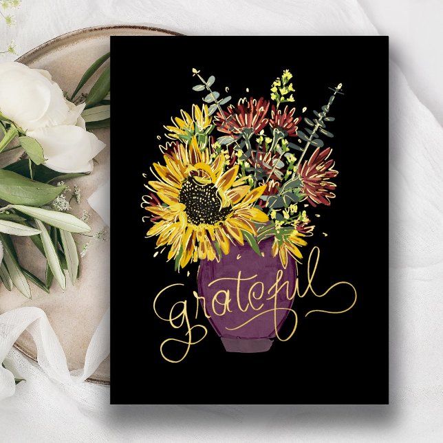 Carte Postale De Vacances En Aluminium Gratuit Thanksgiving Bouquet Gold (Créateur téléchargé)