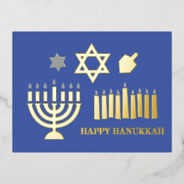 Carte Postale De Vacances En Aluminium Happy Hannukah menorah dreidel