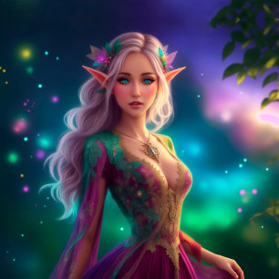 Carte Postale De Vacances En Aluminium Imaginaire elf princesse élégant brillant elven