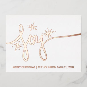 Carte Postale De Vacances En Aluminium Joie de Noël Blush lettrage à la main feuille d'or