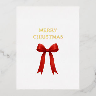 Carte Postale De Vacances En Aluminium Joli Noël Rouge Bow