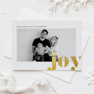 Carte Postale De Vacances En Aluminium JOY Bold Typographie moderne Photo Noël