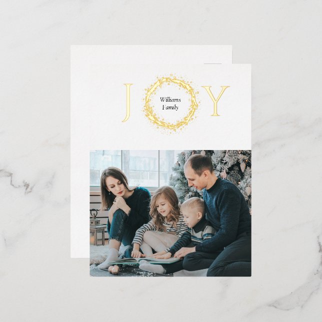 Carte Postale De Vacances En Aluminium Joy Golden Wreath Noël (Recto/Verso)