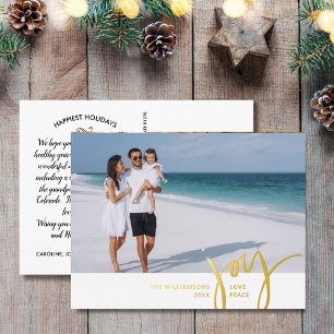 Carte Postale De Vacances En Aluminium Joy Love Peace Grande photo Lettre de Noël Blanc