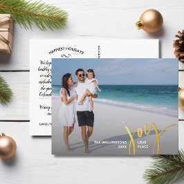 Carte Postale De Vacances En Aluminium Joy Love Peace Grande photo Lettre de Noël Or