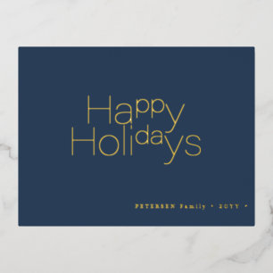 Carte Postale De Vacances En Aluminium Joyeuses Fêtes typographie simple moderne or