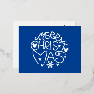 Carte Postale De Vacances En Aluminium Joyeux Noël bleu et huile d'argent