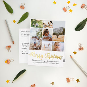 Carte Postale De Vacances En Aluminium Joyeux Noël Famille Photo Collage
