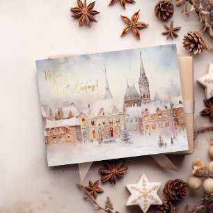 Carte Postale De Vacances En Aluminium Joyeux Noël Neige hiver Wonderland Paysage