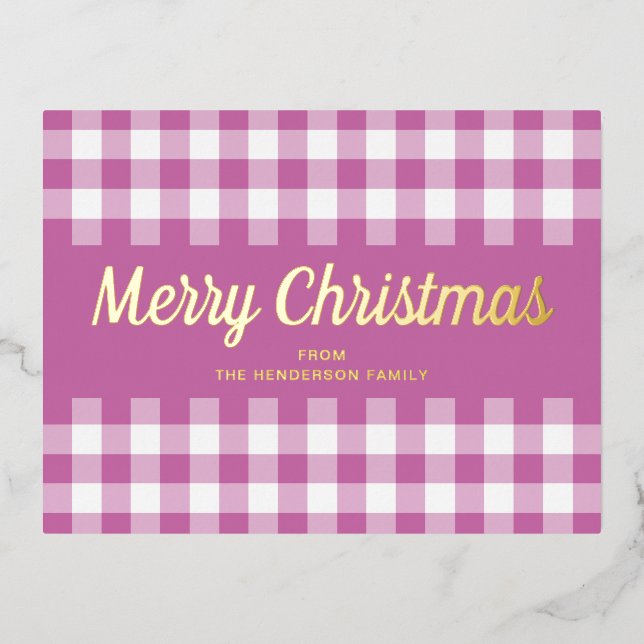 Carte Postale De Vacances En Aluminium Joyeux Noël or rose moderne (Recto)