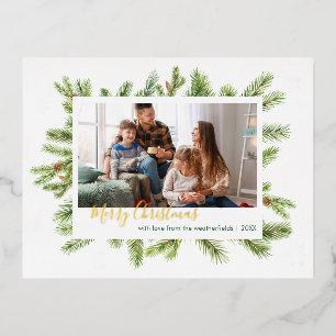 Carte Postale De Vacances En Aluminium Joyeux Noël Photo Gold