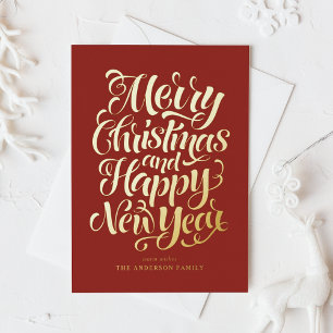 Carte Postale De Vacances En Aluminium Joyeux Noël rouge et Bonne Année