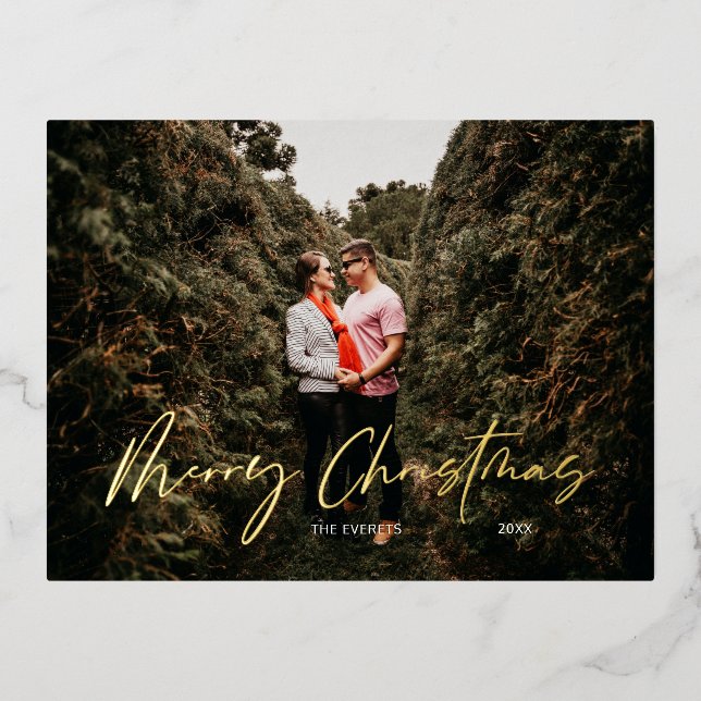 Carte Postale De Vacances En Aluminium Joyeux Noël Script moderne (Recto)