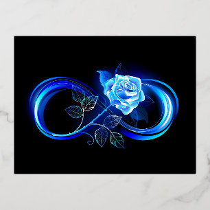 Carte Postale De Vacances En Aluminium L'infini lumineux avec une rose bleue