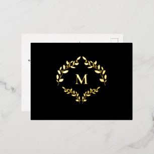 Carte Postale De Vacances En Aluminium Logo d'entreprise Laurel Wreath Monogram Merci