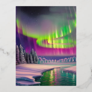 Carte Postale De Vacances En Aluminium Lumières du Nord