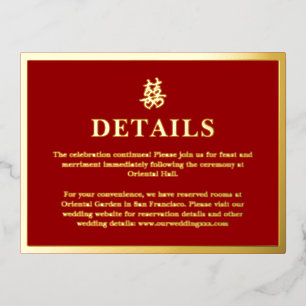Carte Postale De Vacances En Aluminium Mariage chinois double bonheur détails coeur