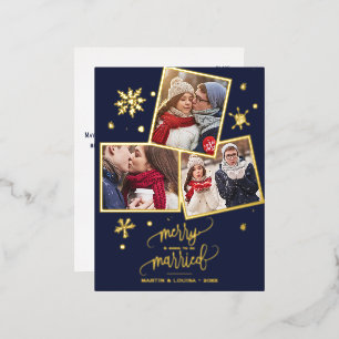 Carte Postale De Vacances En Aluminium Marine Snowflake Foil 3 Photo Fiançailles Noël