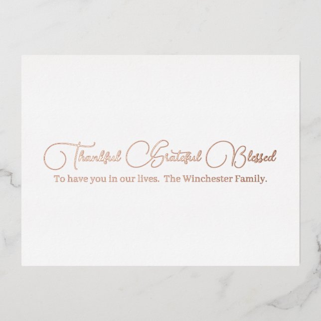 Carte Postale De Vacances En Aluminium Merci Grateful or rose Thanksgiving (Recto)