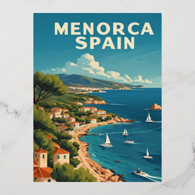 Carte Postale De Vacances En Aluminium Minorque Espagne (Recto)