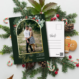 Carte Postale De Vacances En Aluminium Moderne Arche de Verdure en Feuille Verte de Noël