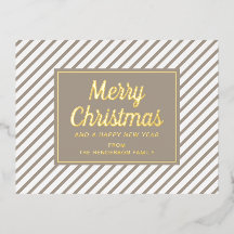 Moderne Noël Joyeux Stripes Taupe Or