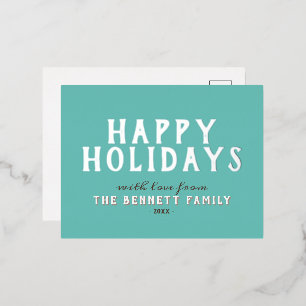 Carte Postale De Vacances En Aluminium Moderne typographie simple en feuille d'argent Fam