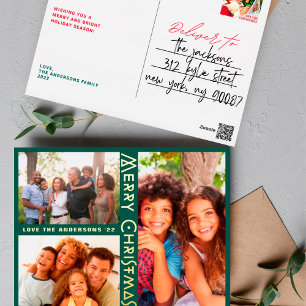 Carte Postale De Vacances En Aluminium MODERNE VERT OR MERRY NOËL MULTI-Photo