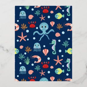 Carte Postale De Vacances En Aluminium Monde Marin