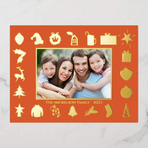 Carte Postale De Vacances En Aluminium Noël Gold Red