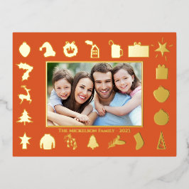 Carte Postale De Vacances En Aluminium Noël Gold Red