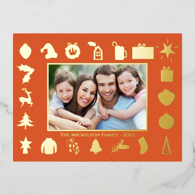 Carte Postale De Vacances En Aluminium Noël Gold Red (Recto)