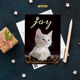 Carte Postale De Vacances En Aluminium Noël Joie Photo de animal réel
