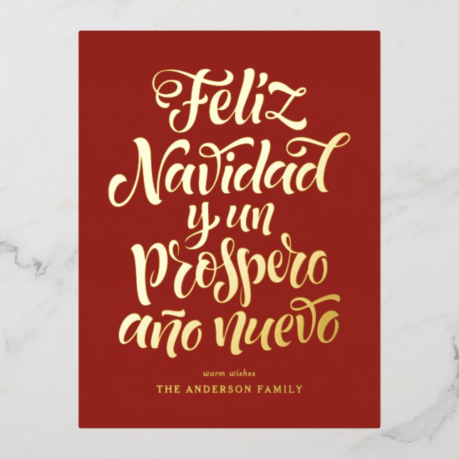 Carte Postale De Vacances En Aluminium Noël Red Feliz Navidad (Recto)