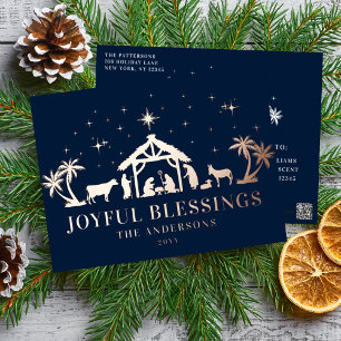 Carte Postale De Vacances En Aluminium Noël religieux Joyeux Bénédictions Manger Saint