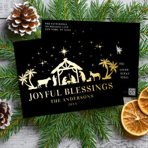 Carte Postale De Vacances En Aluminium Noël religieux Joyeux Bénédictions Manger Saint