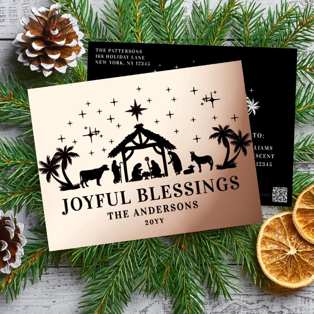 Carte Postale De Vacances En Aluminium Noël religieux Joyeux Bénédictions Manger Saint (Créateur téléchargé)