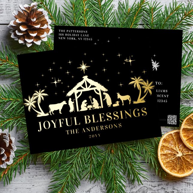 Carte Postale De Vacances En Aluminium Noël religieux Joyeux Bénédictions Manger Saint (Créateur téléchargé)