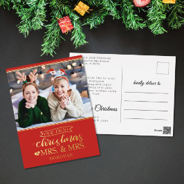 Carte Postale De Vacances En Aluminium Notre premier Noël en tant que mrs & mrs jeunes ma