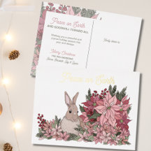Paix sur Terre Lapin à Poinsettias Noël