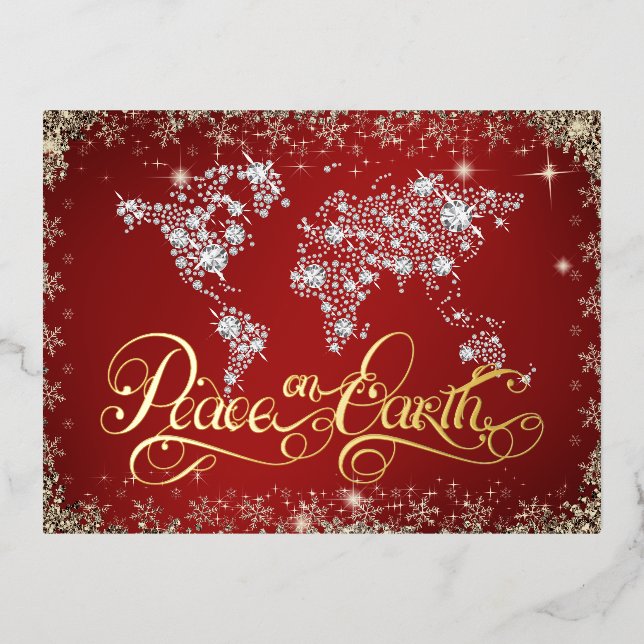 Carte Postale De Vacances En Aluminium Paix sur Terre Rouge et Diamants (Recto)